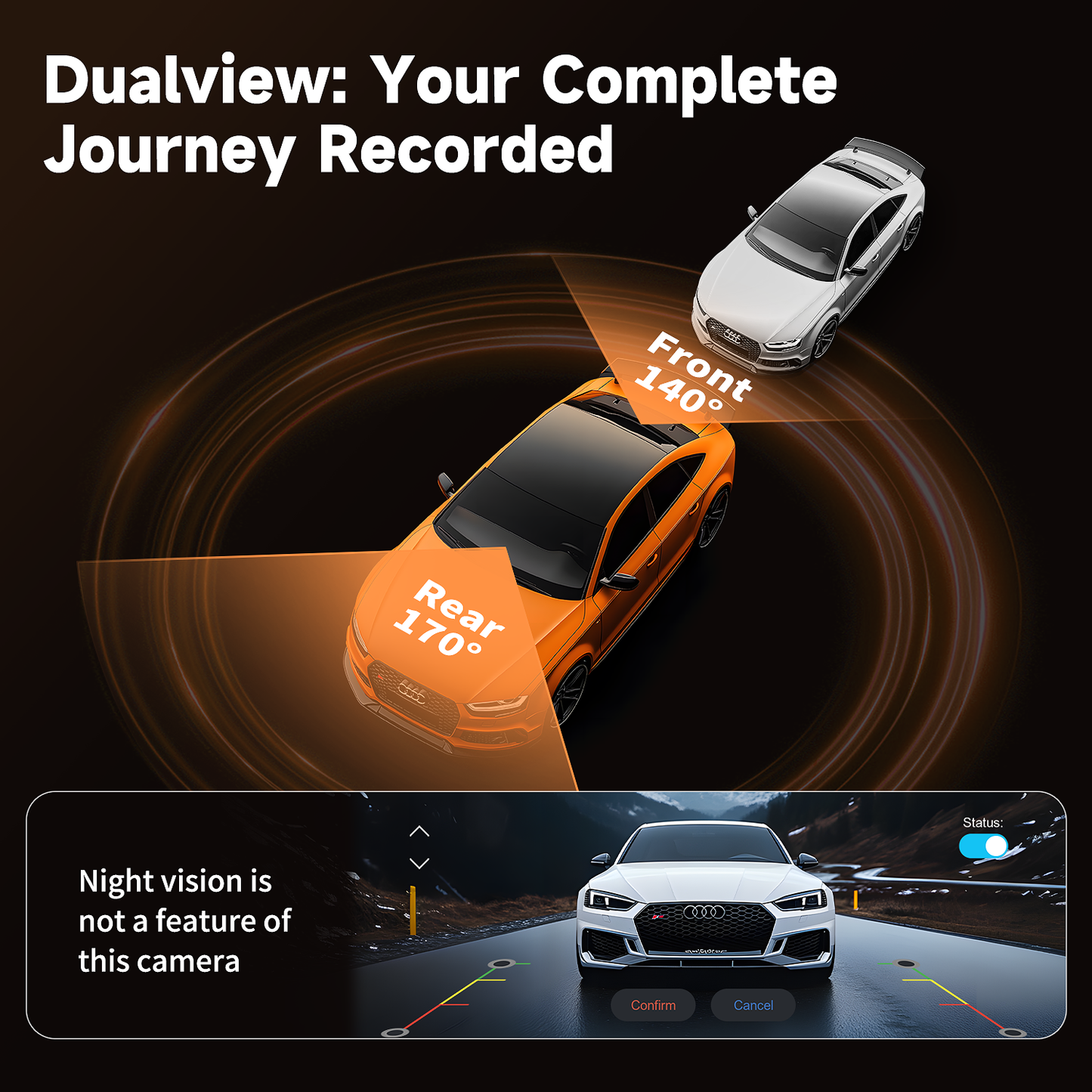 P12: 4K Dash Cam Backup Camera, FHD Rearview Mirror for Cars & Trucks