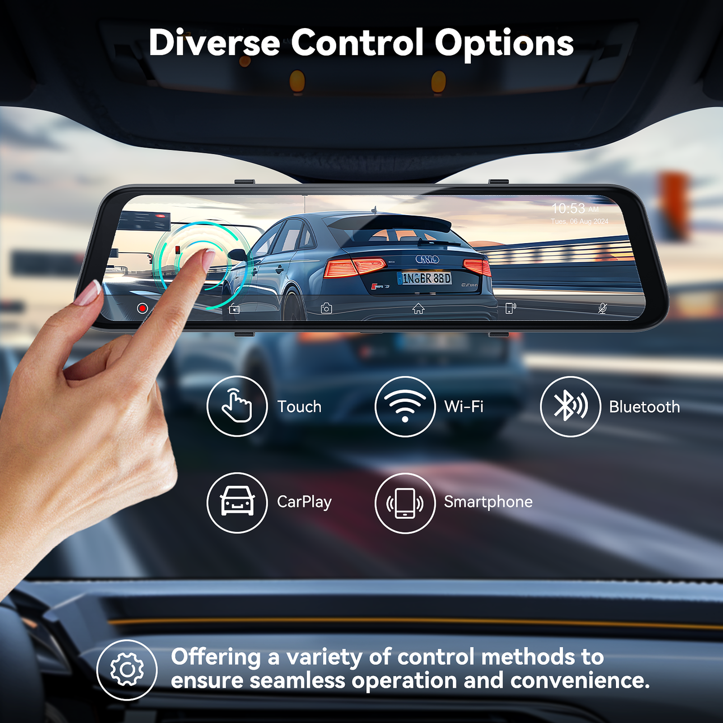 P12: 4K Dash Cam Backup Camera, FHD Rearview Mirror for Cars & Trucks