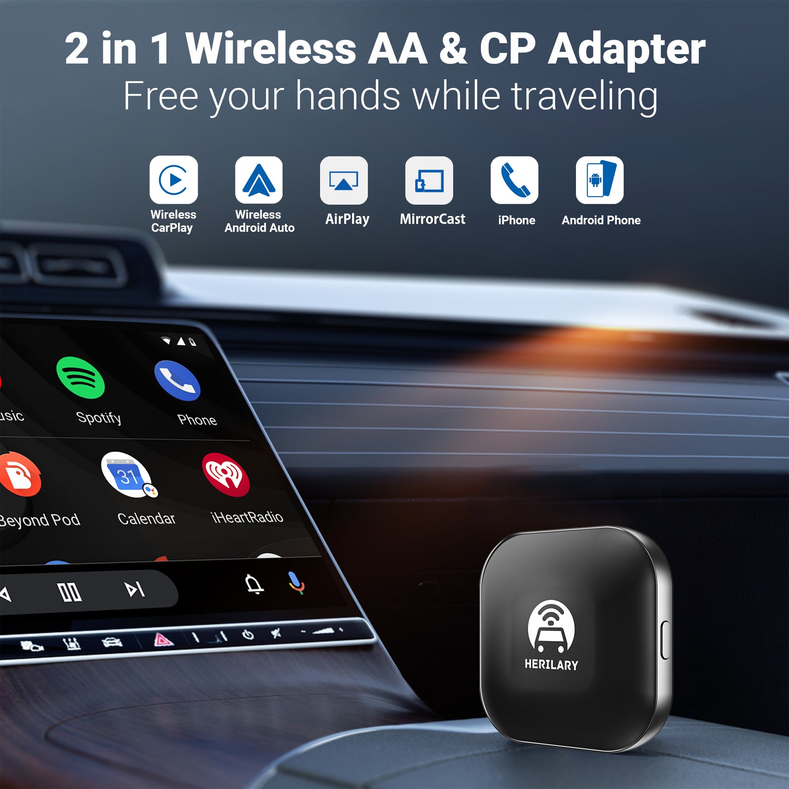 2-in-1 Apple Carplay Wireless Android Auto Adapter Car Play