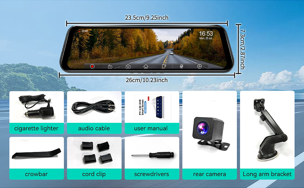 P11: 2.5K Dash Cam Wireless CarPlay Screen